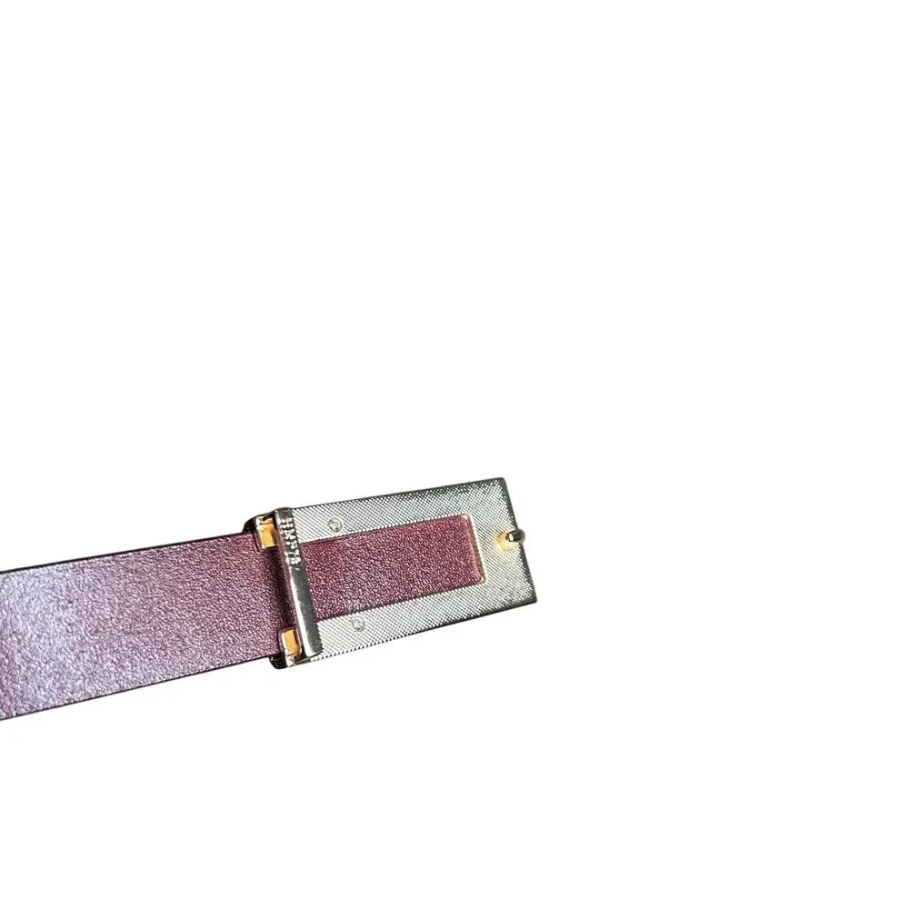 VTG Red Brown Adjustable Leather Belt Brass Buckle Minimalist Retro Western Boho